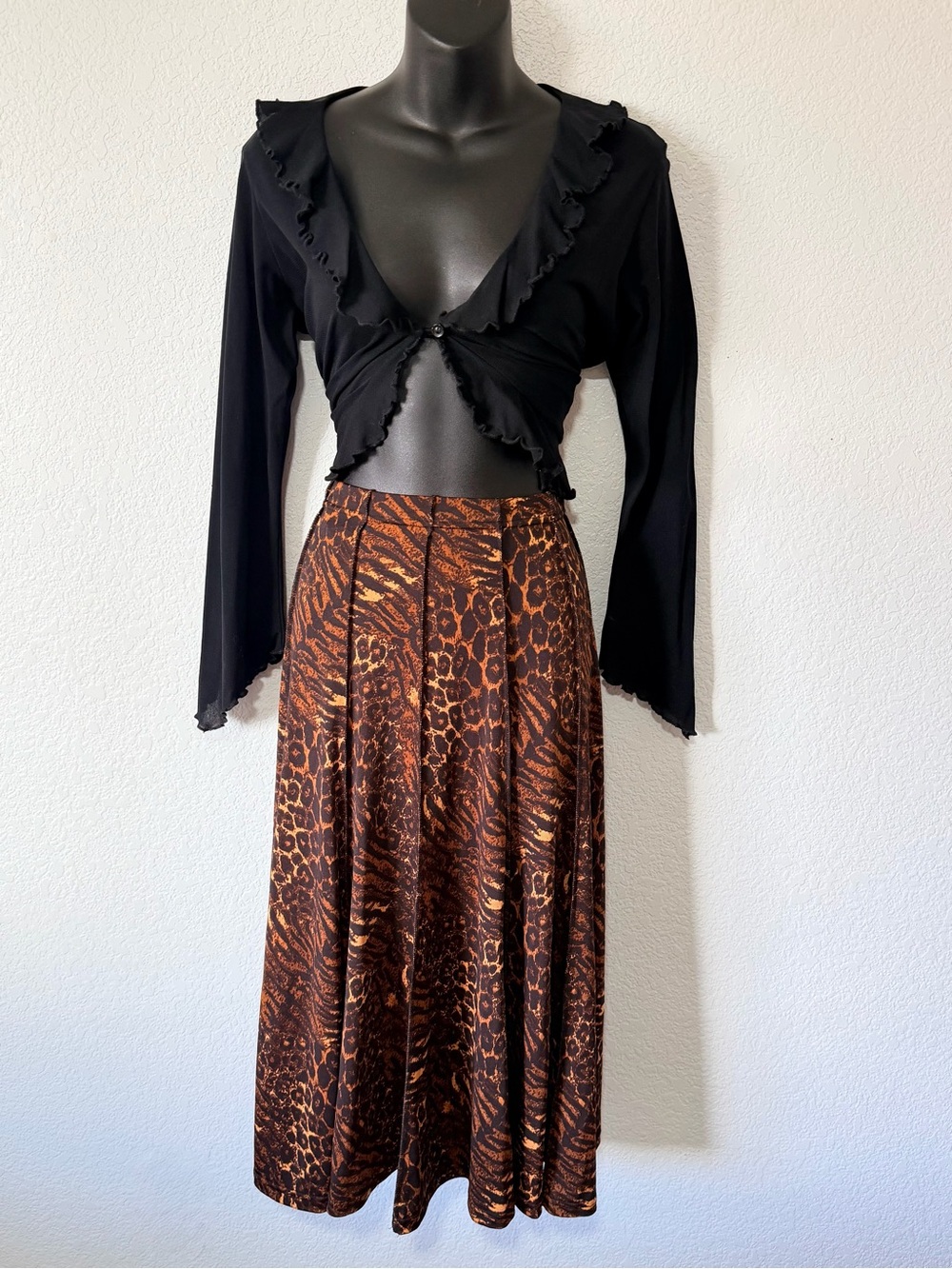 Brown Animal Print Maxi Skirt